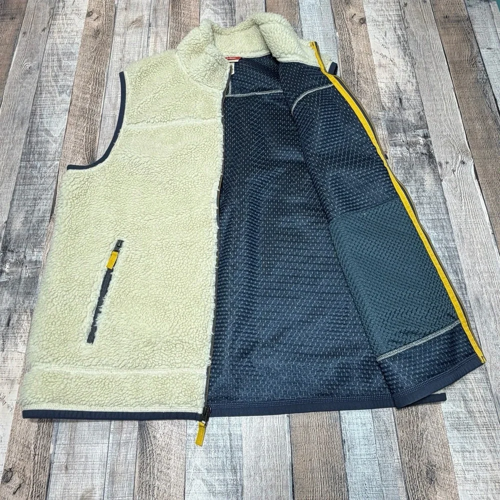 L.L.Bean Sherpa Fleece Vest Mens XL Ivory Full Zip Outdoor Hiking Camping Warm
